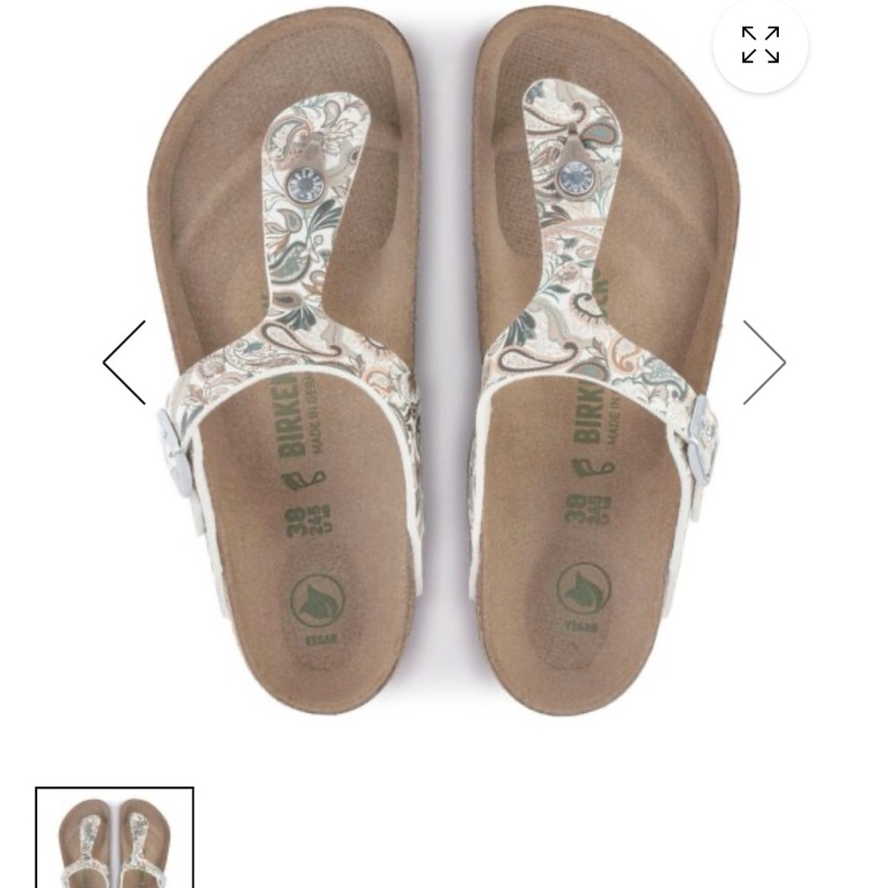 NWT The Birkenstock Gizeh Birko-Flor Vegan Paisley Light Rose Size US 7